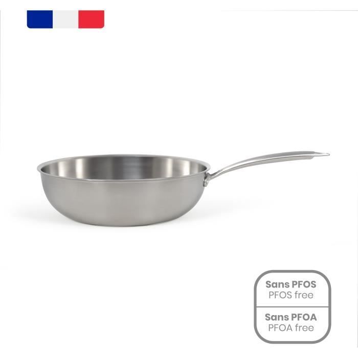 Wok In Acciaio Inox - Livoo - Mep162 - Ø 28 Cm - Acciaio Inox - Tutti I Piani Cottura, Compresi Induzione E Forno - Prodotto In Francia