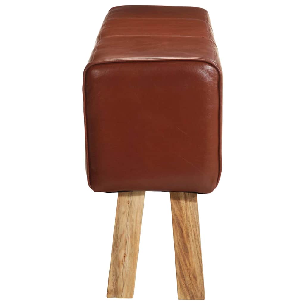 Panca Da Palestra 160cm Vera Pelle Marrone E Massello Di Acacia - Image 3