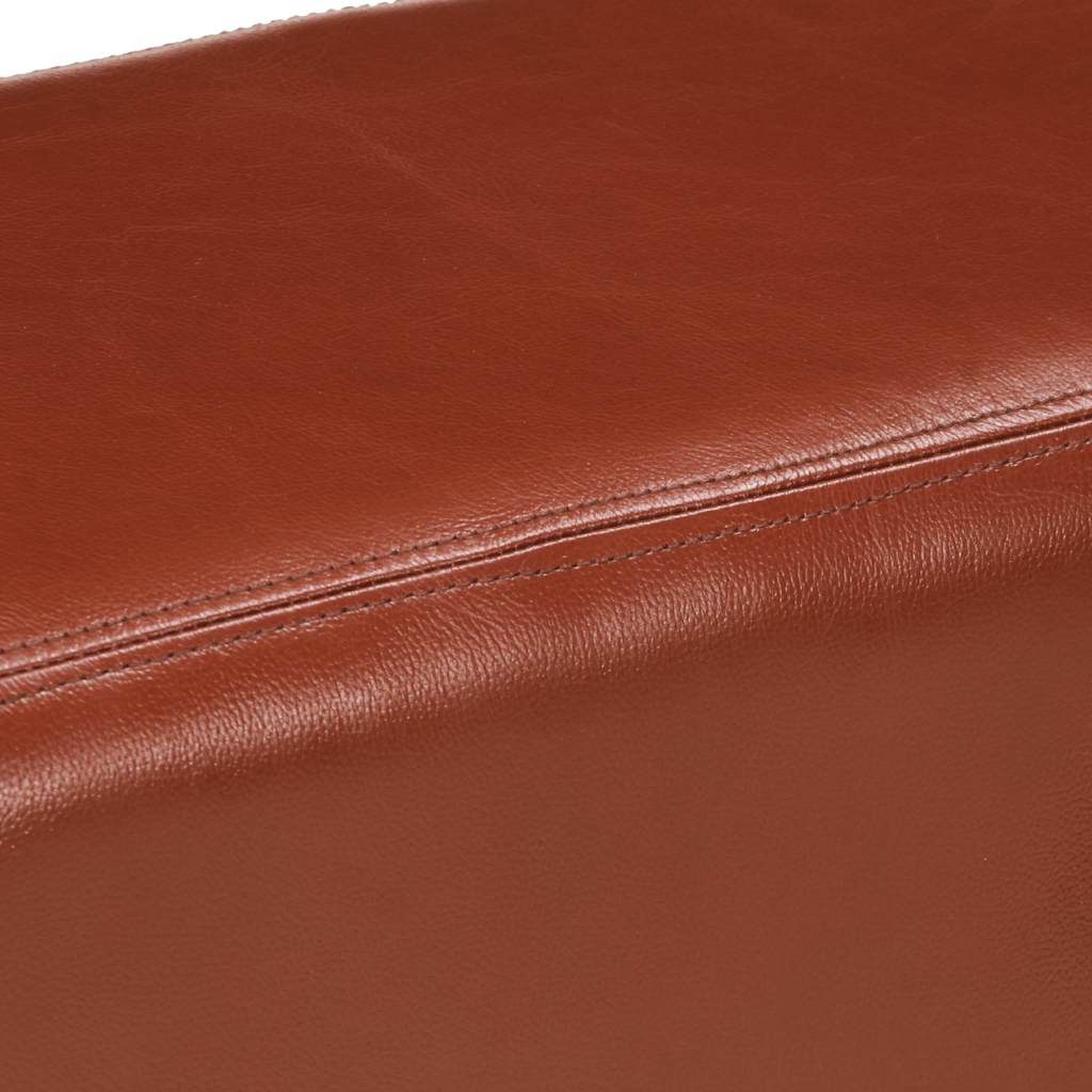 Panca Da Palestra 160cm Vera Pelle Marrone E Massello Di Acacia - Image 4