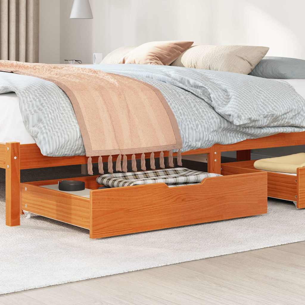 Cassettoni Per Letto 2pz Marrone Cera 85x55x17 Cm Legno Di Pino