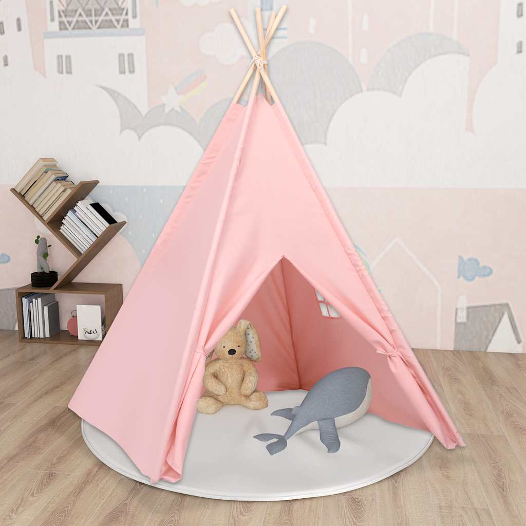 Tenda Tipi Per Bambini Con Borsa Rosa Microfibra 120x120x150cm
