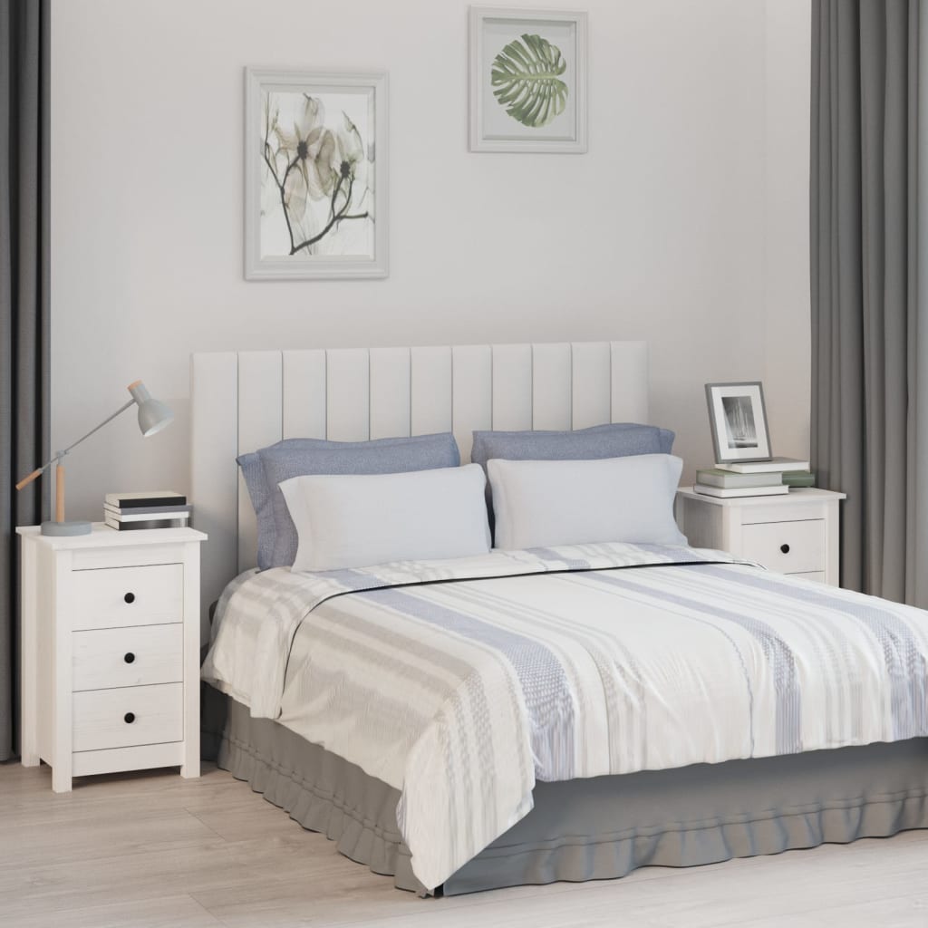 Comodini 2 Pz Bianca 40x35x61,5 Cm In Legno Massello Di Pino