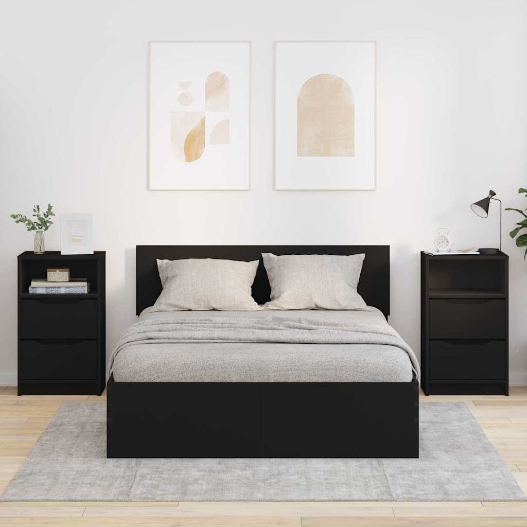 Comodini 2 Pcs Nero 40 X 30 X 467 Cm Legno Multistrato