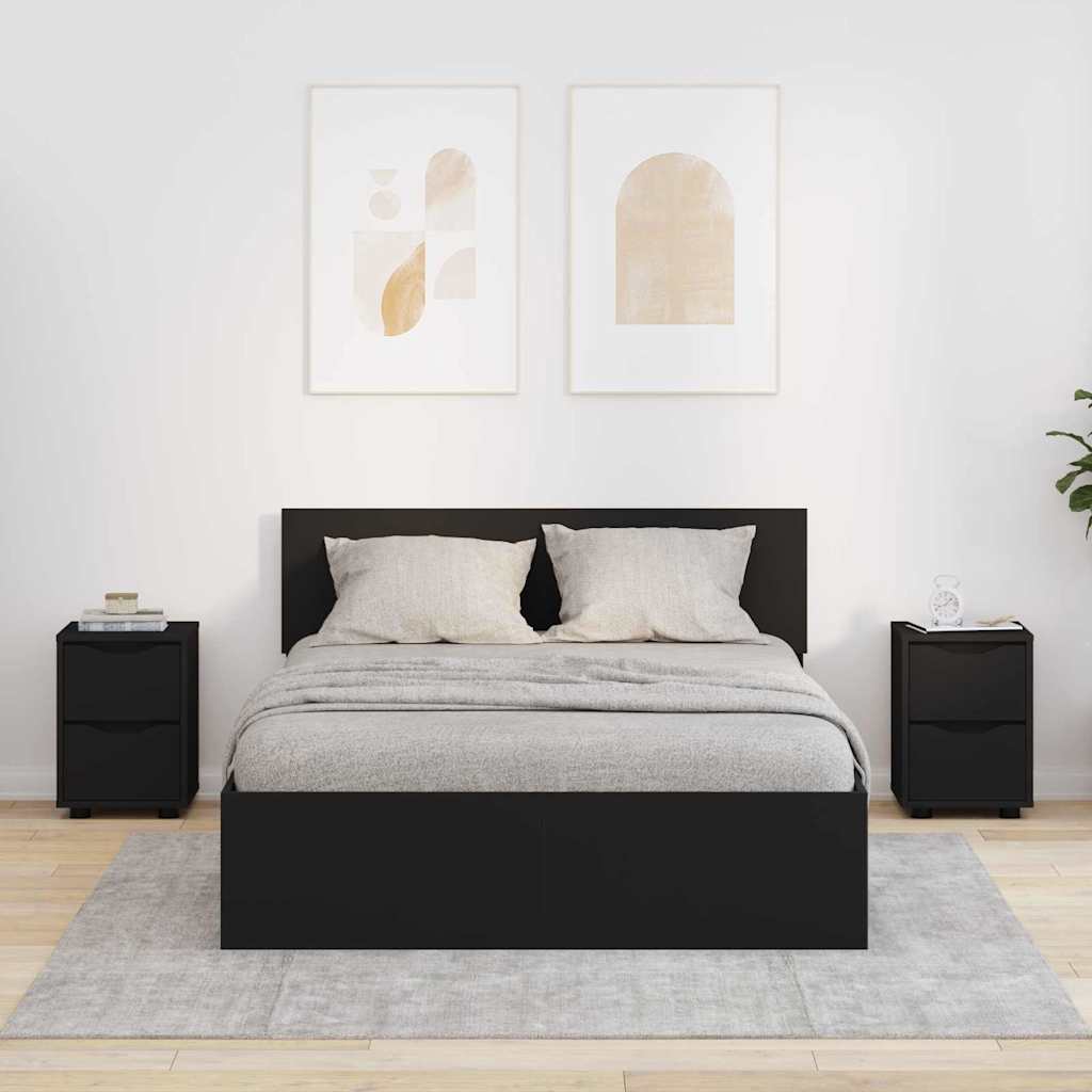 Comodini 2 Pcs Nero 30,5 X 30 X 43 Cm Legno Multistrato