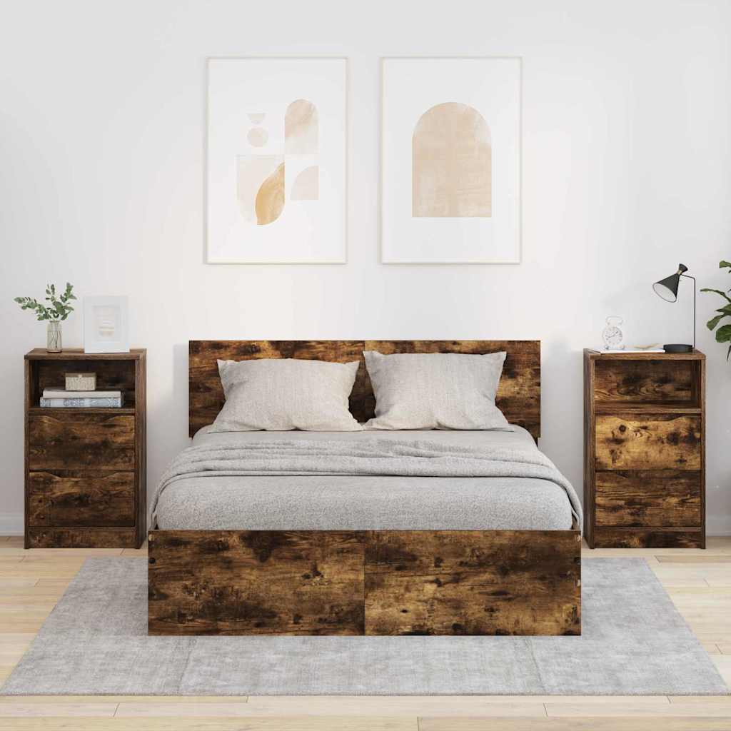Comodini 2 Pcs Rovere Fumé 40 X 30 X 467 Cm Legno Multistrato