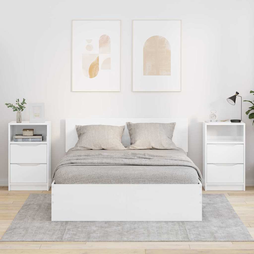 Comodini 2 Pcs Bianco Lucido 40 X 30 X 467 Cm Legno Multistrato
