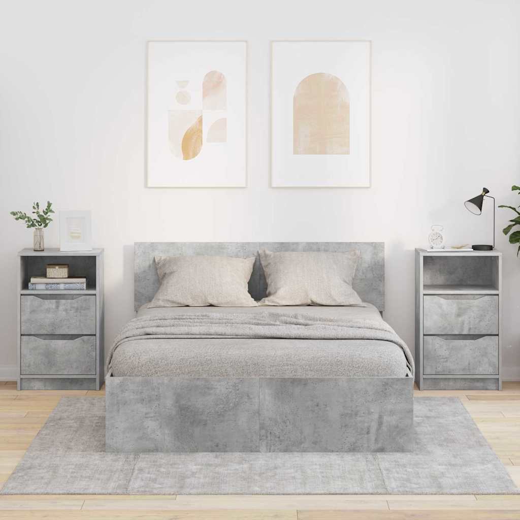 Comodini Con Cassetto 2 Pcs Grigio Cemento 40 X 30 X 467 cm
