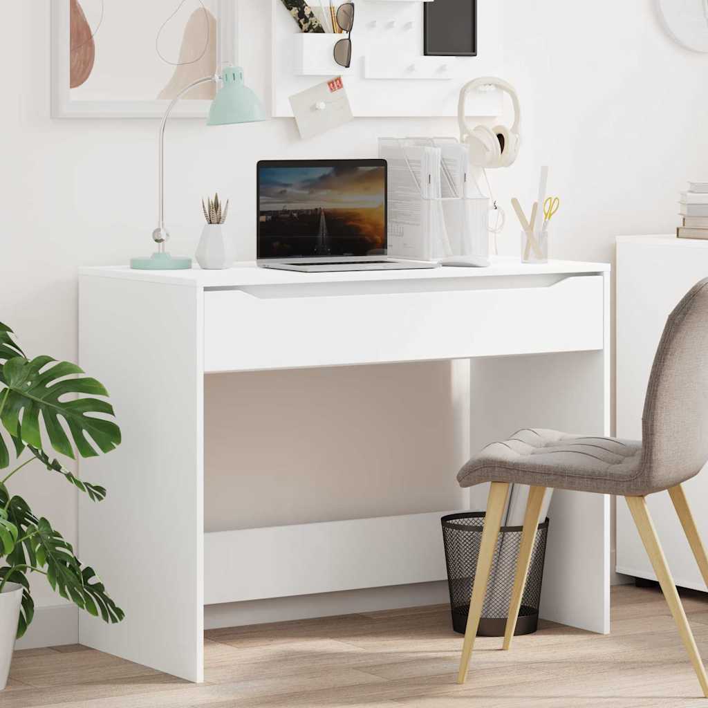 Scrivania Bianco 100 X 50 X 78 Cm Legno Multistrato