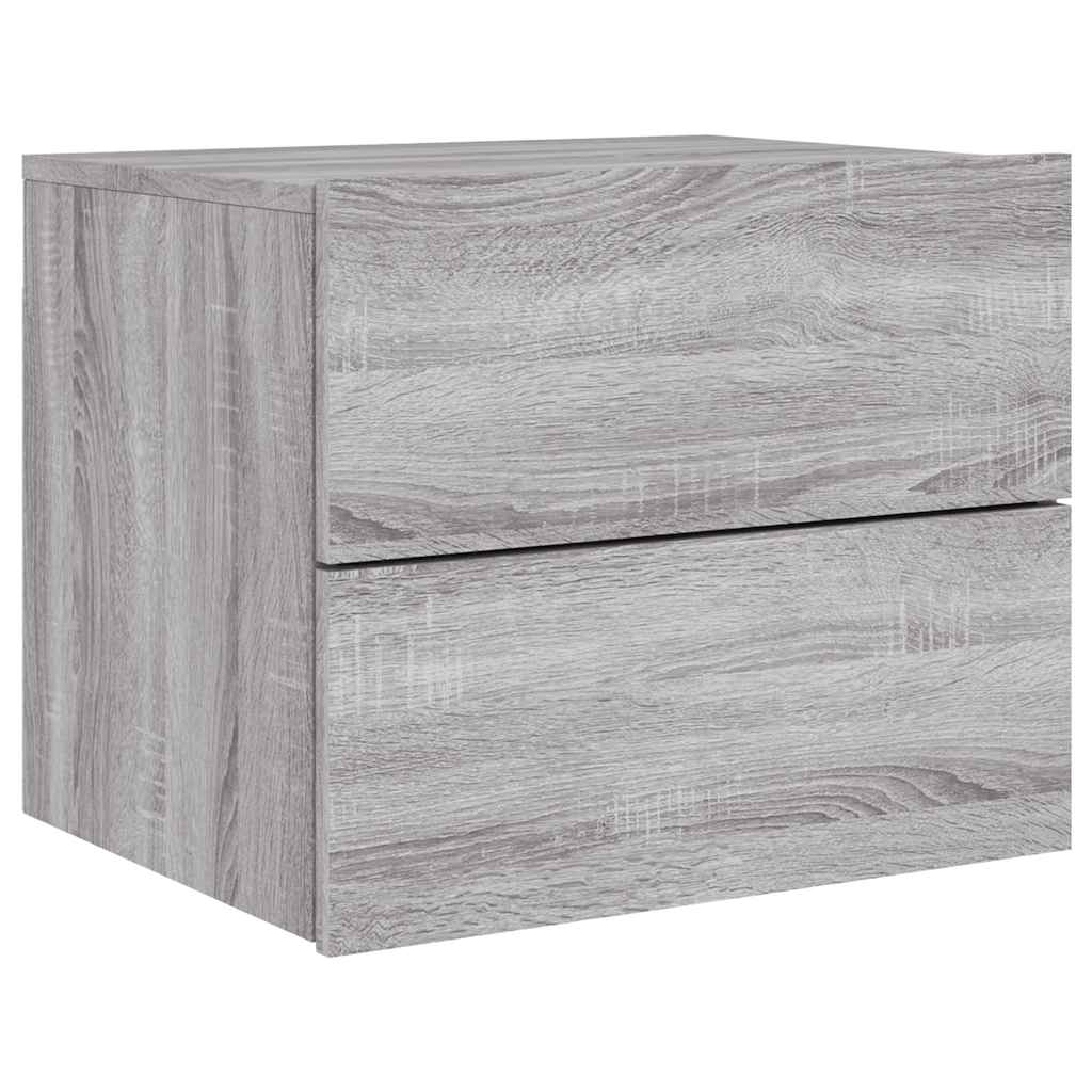 Comodino A Parete Con Luci Led Grigio Sonoma - Image 3