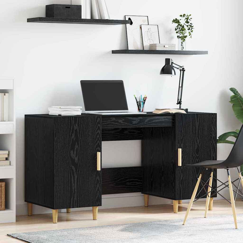 Scrivania Rovere Nero 140 X 50 X 75 Cm Legno Multistrato