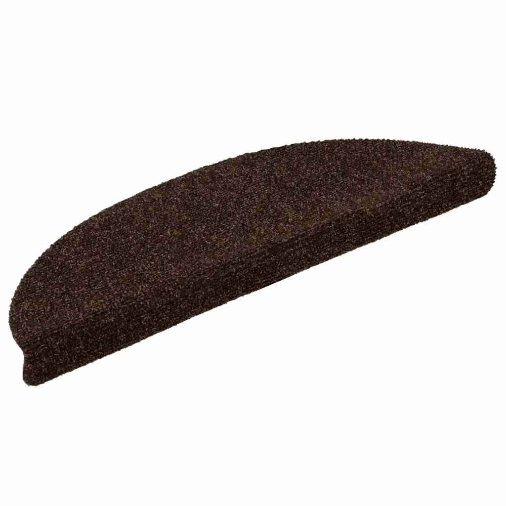 Tappetini Per Scale Autoadesivi 30 Pz 56x17x3 Cm Marrone Semicircolari