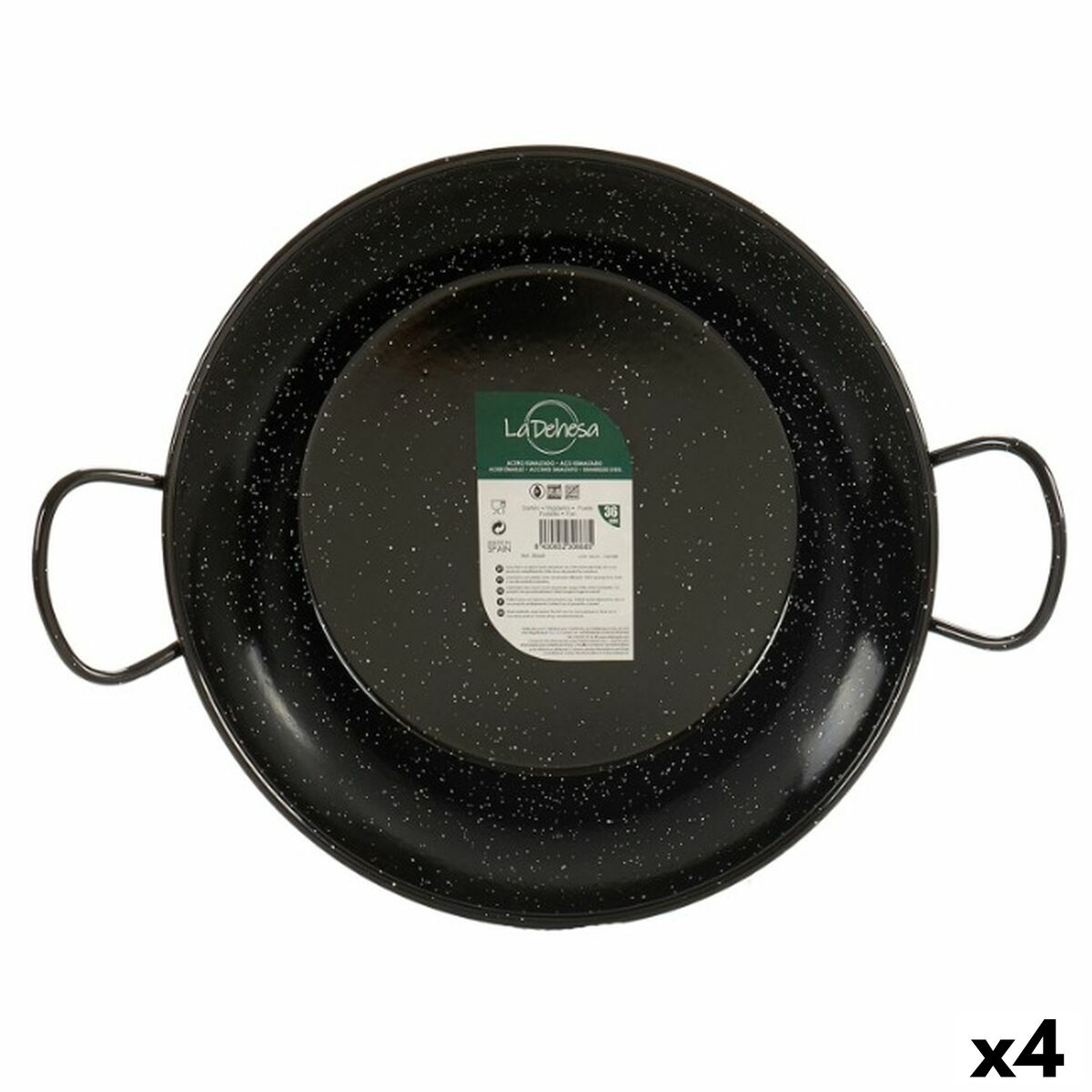 Paellera La Dehesa Nero Acciaio Smaltato Ø 36 Cm 48 X 13 X 8 Cm 48 X 9,5 X 36 Cm (4 Unità)