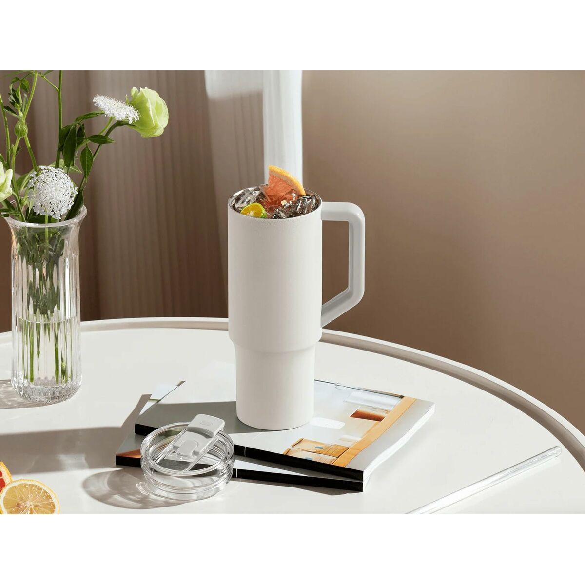 Boccale Con Coperchio E Cannuccia Xiaomi Bhr9540gl Bianco Trasparente - Image 6