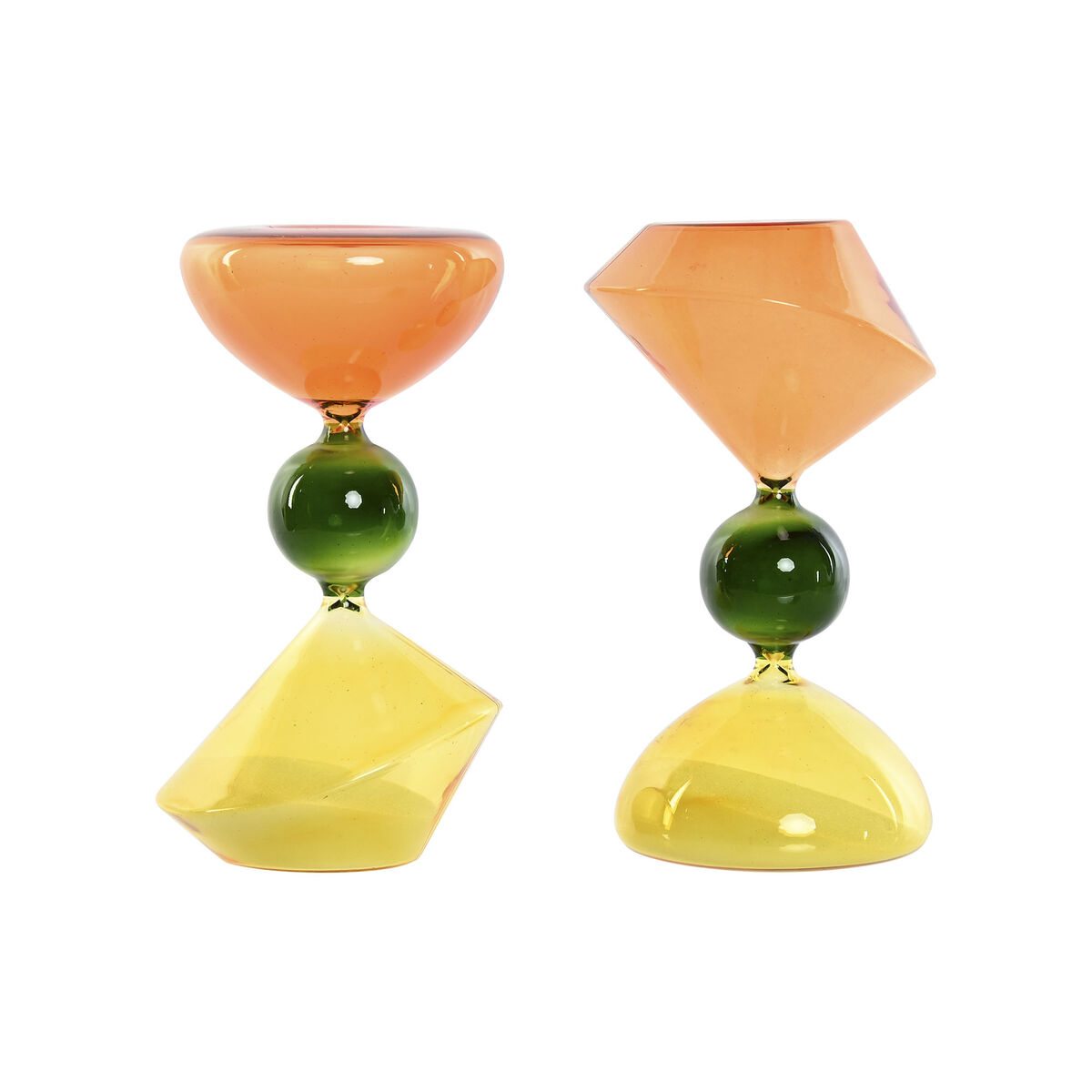Statua Decorativa Home Esprit Verde Arancio 10,3 X 10,3 X 19,5 Cm Clessidra (2 Unità)
