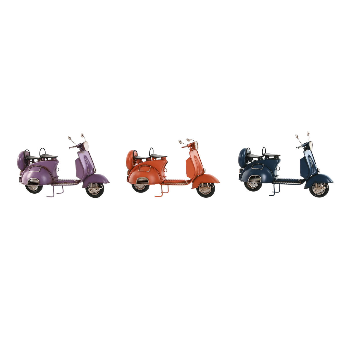 Statua Decorativa Home Esprit Moto Azzurro Arancio Lilla Vintage 26 X 10 X 17 Cm (3 Unità)