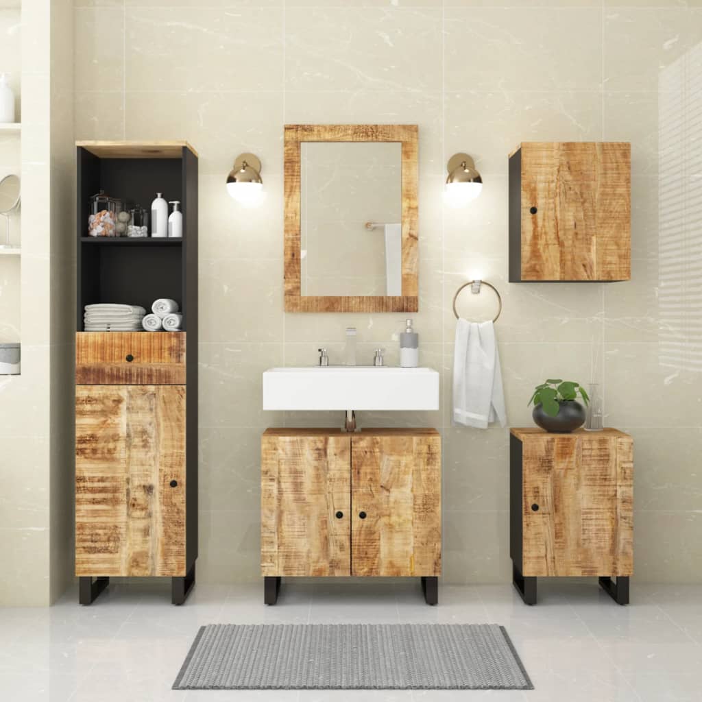 Set Mobili Da Bagno 5 Pz In Legno Massello Di Mango
