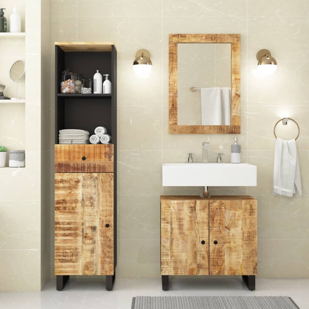 Set Mobili Da Bagno 3pz In Legno Massello Di Mango