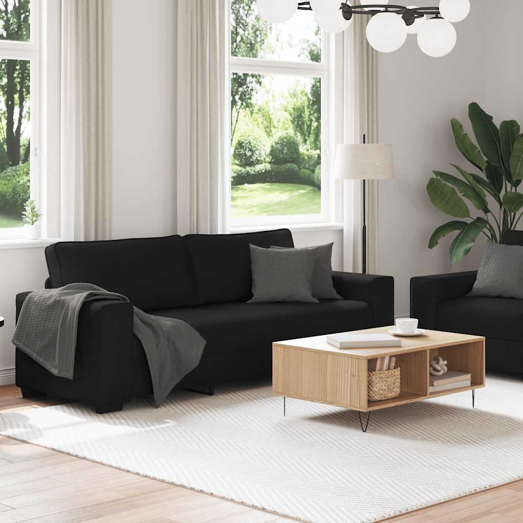 Set Di Divani 2 Pz Con Cuscini Nero In Tessuto - Image 3