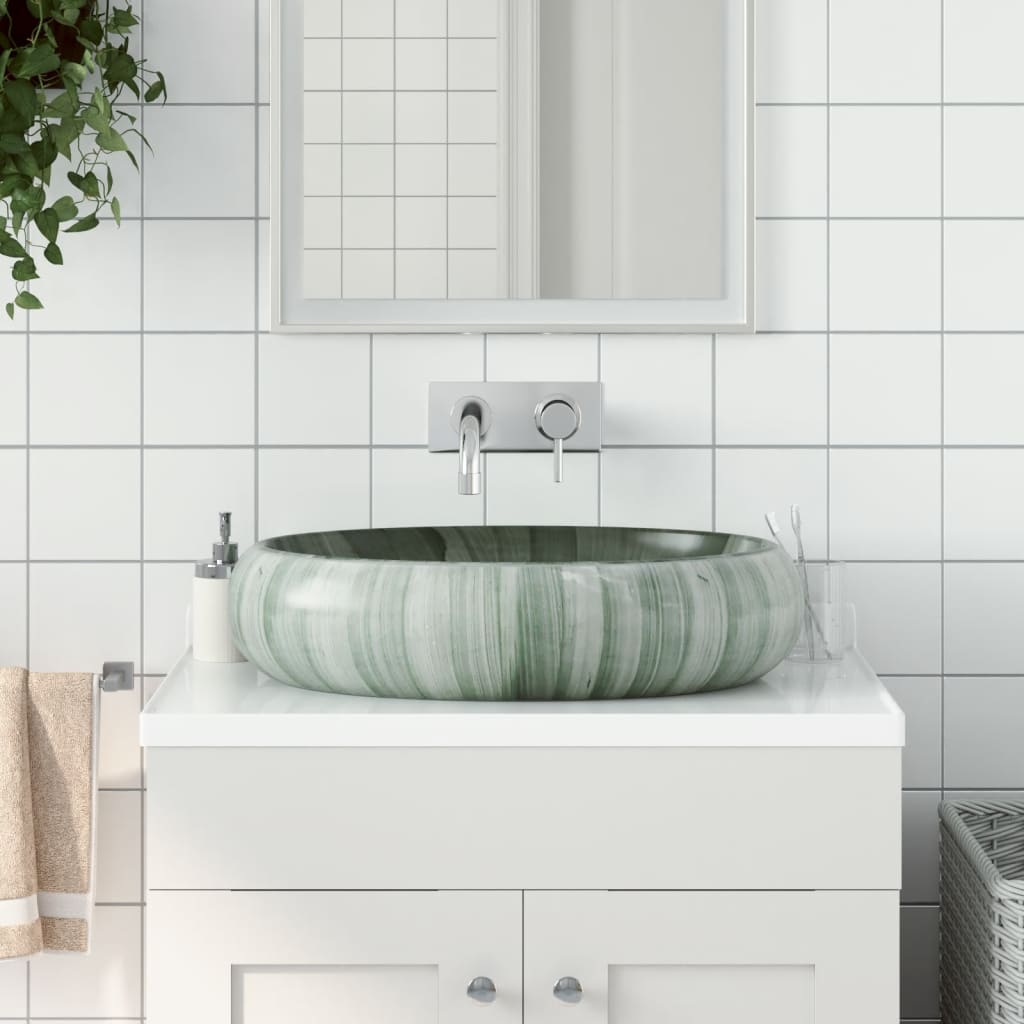 Lavabo Da Appoggio Verde Ovale 59x40x15 Cm Ceramica