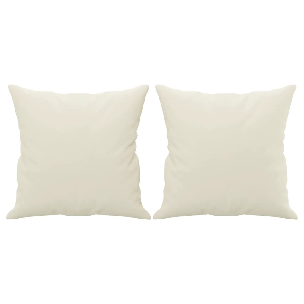 Divano A 2 Posti Con Cuscini Crema 120 Cm In Velluto - Image 4