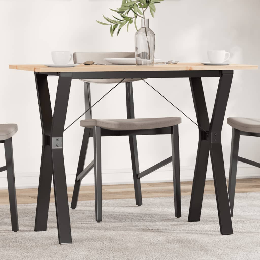 Tavolo Da Pranzo Telaio A Y 100x50x75 Cm Legno Pino E Acciaio