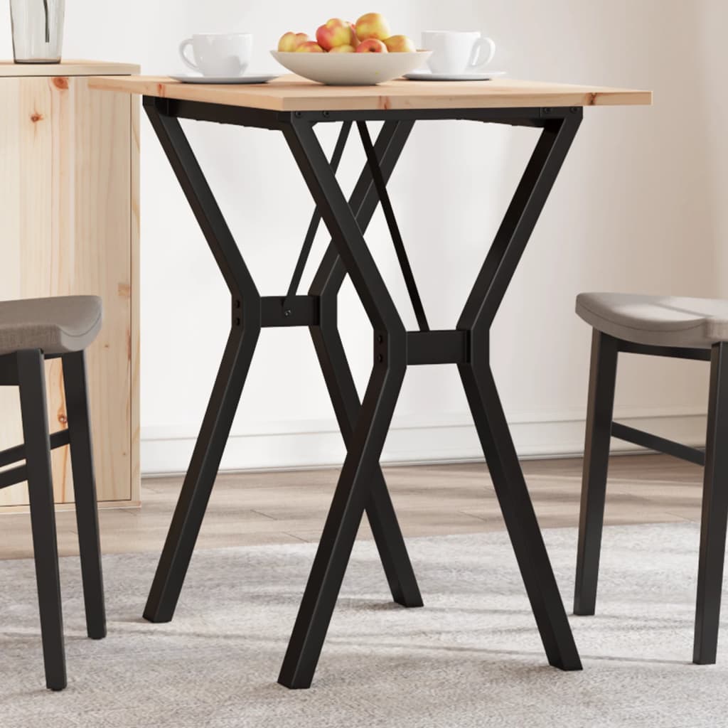 Tavolo Da Pranzo Telaio A Y 80x50x75 Cm Legno Pino E Acciaio