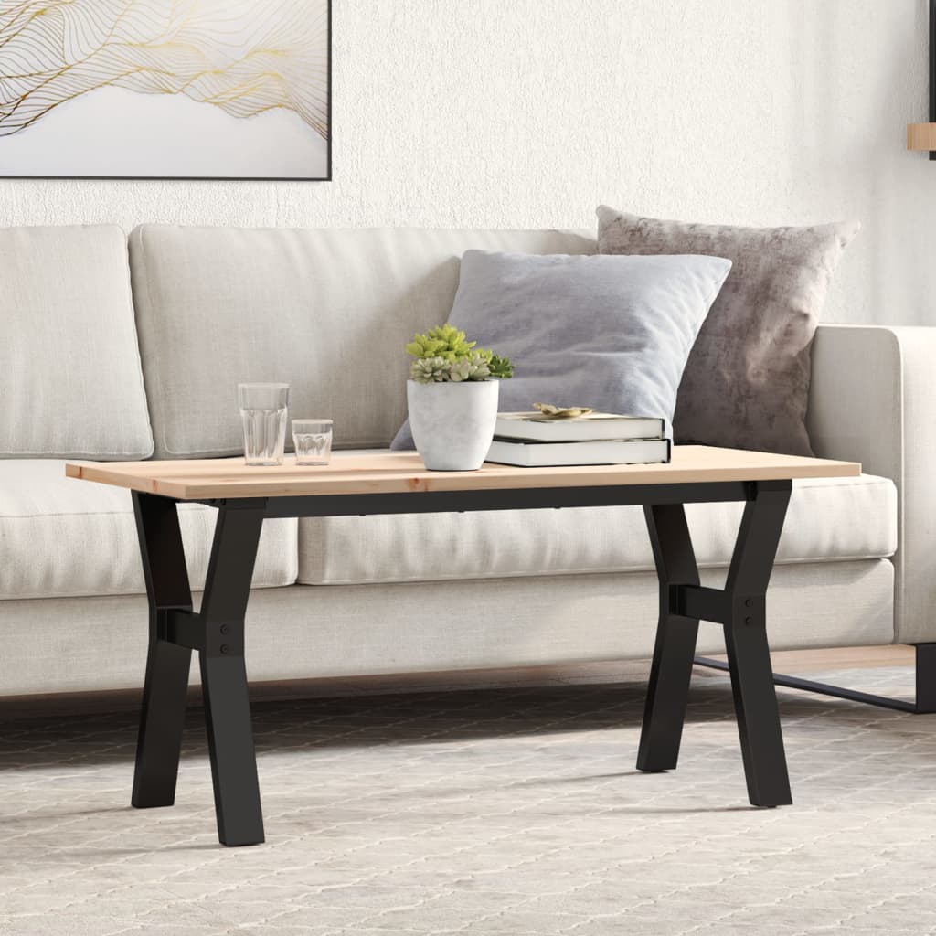 Tavolino Salotto Telaio A Y 100x50x45 Cm Legno Pino E Acciaio