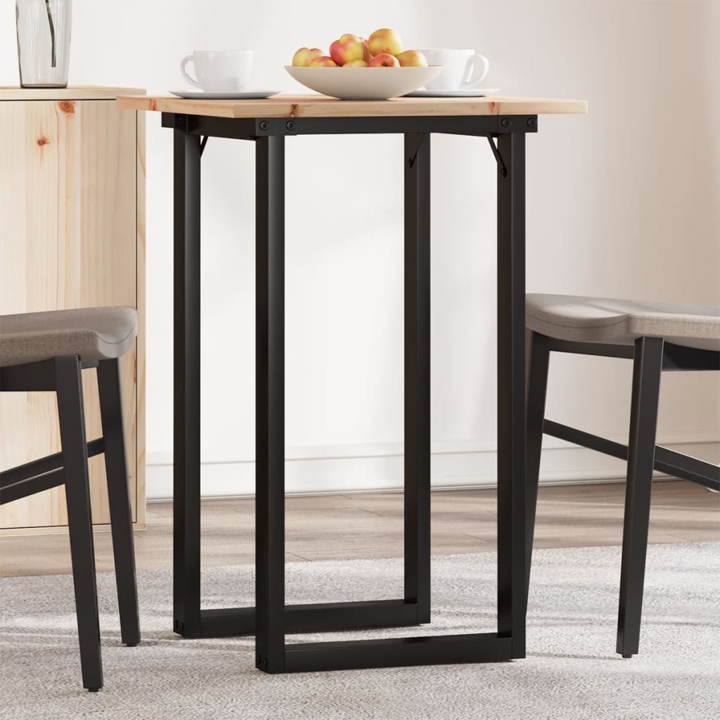 Tavolo Da Pranzo Telaio A O 50x50x75 Cm Legno Pino E Acciaio