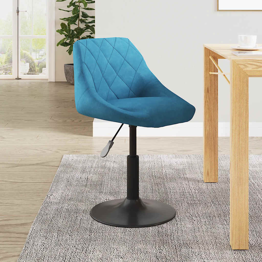 Sedia Da Pranzo Blu In Velluto