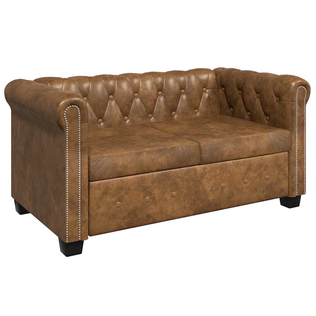 Set Divani Chesterfield A 2 Posti E A 3 Posti Marrone - Image 3