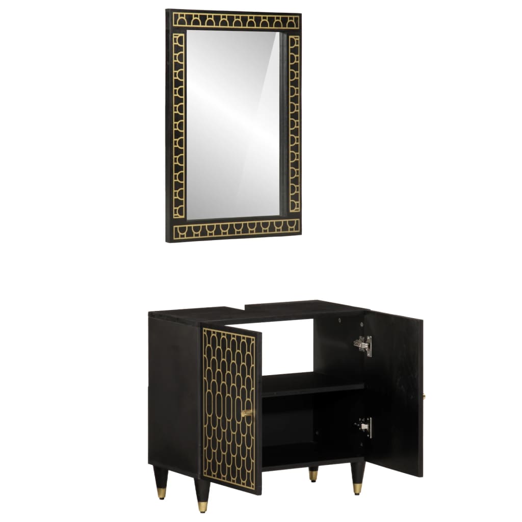 Set Mobili Da Bagno 2pz In Legno Massello Di Mango