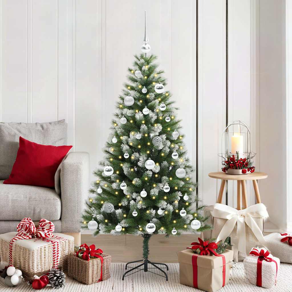 Albero Di Natale Artificiale A Cerniera Con Neve Fioccata