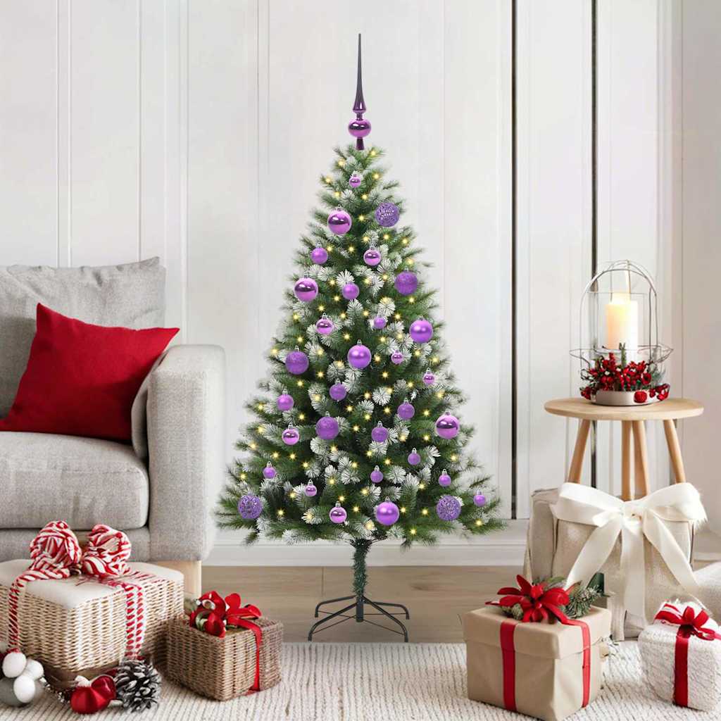 Albero Di Natale Artificiale A Cerniera Con Neve Fioccata
