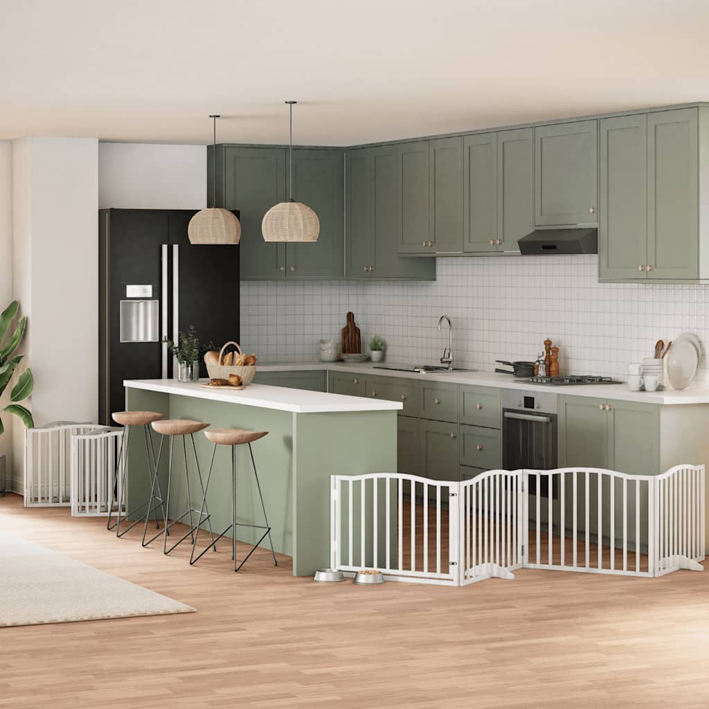 Cancello Cani Porta Pieghevole Bianco 12 Pannelli 960 Cm Pioppo