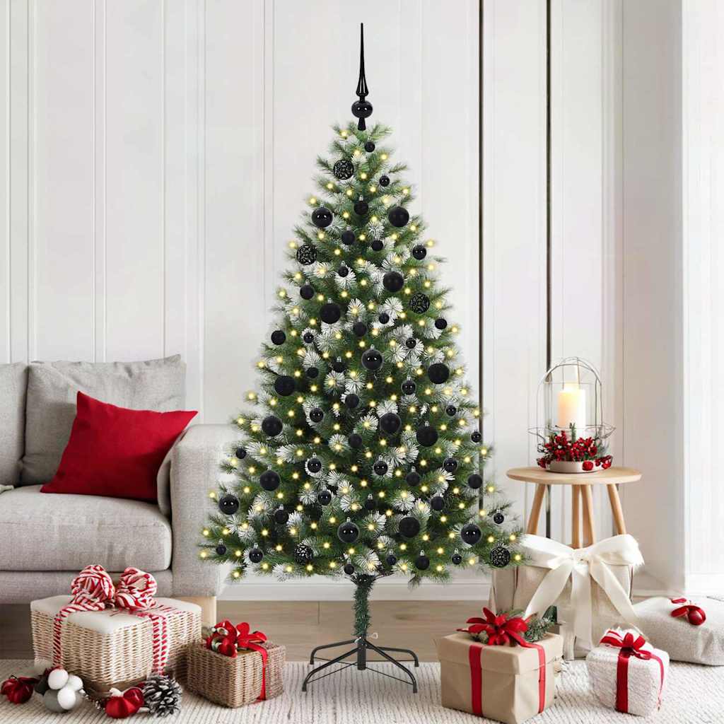 Albero Di Natale Artificiale A Cerniera Con Neve Fioccata