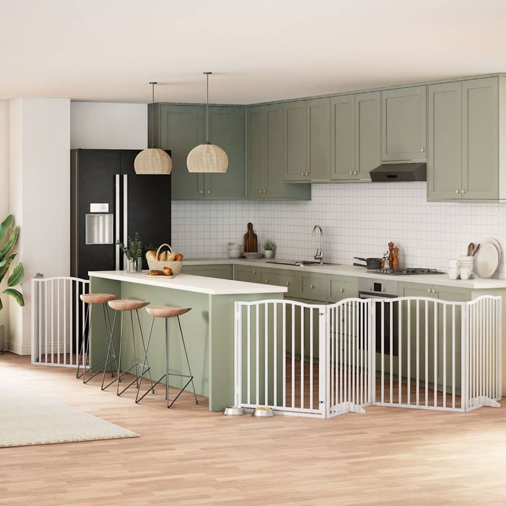 Cancello Cani Porta Pieghevole Bianco 12 Pannelli 640 Cm Pioppo