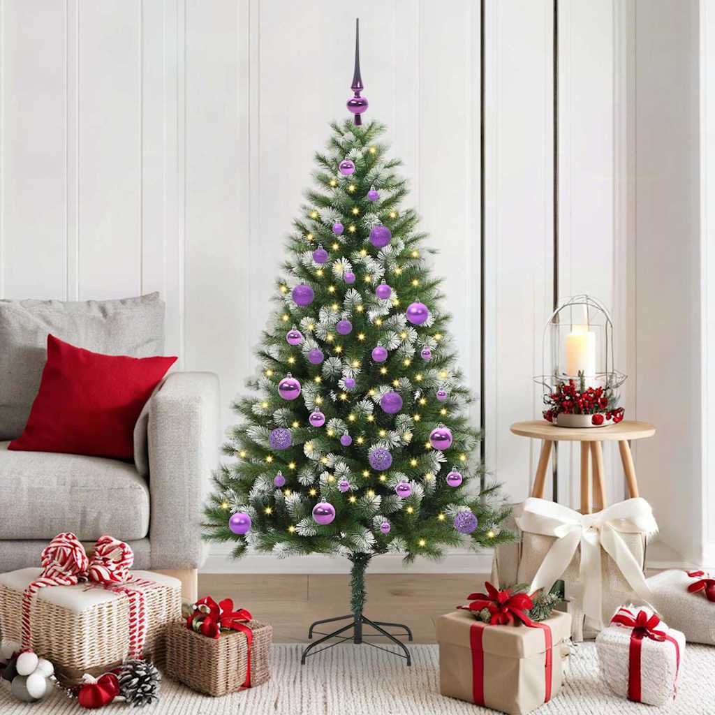 Albero Di Natale Artificiale A Cerniera Con Neve Fioccata