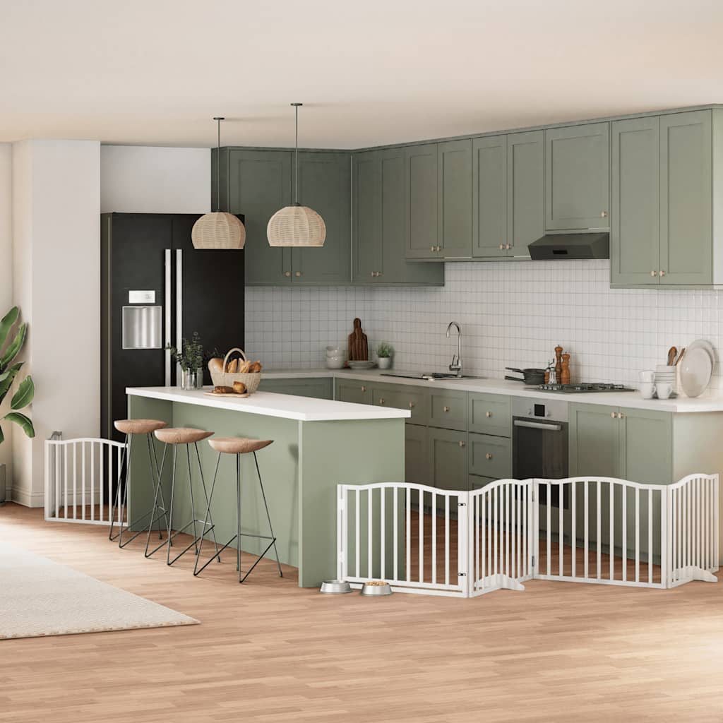 Cancello Cani Porta Pieghevole Bianco 12 Pannelli 640 Cm Pioppo