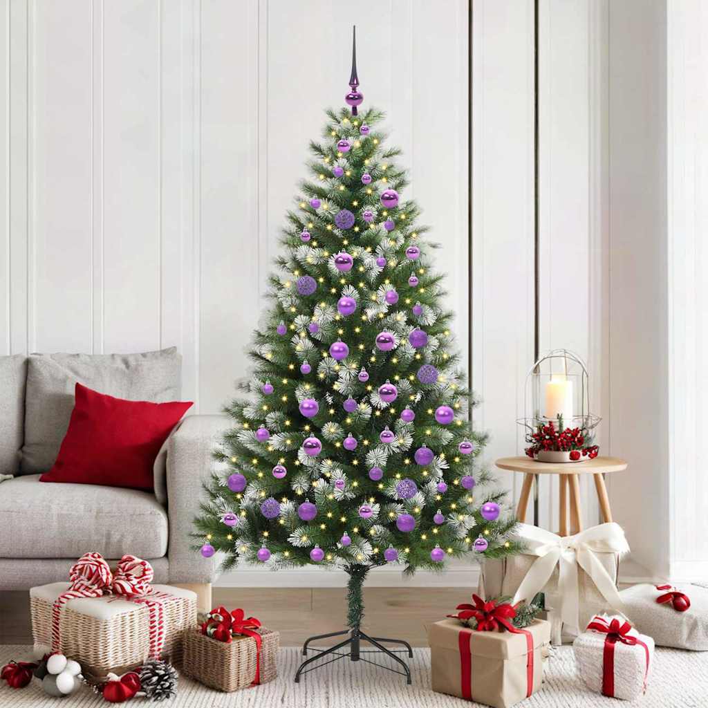 Albero Di Natale Artificiale A Cerniera Con Neve Fioccata