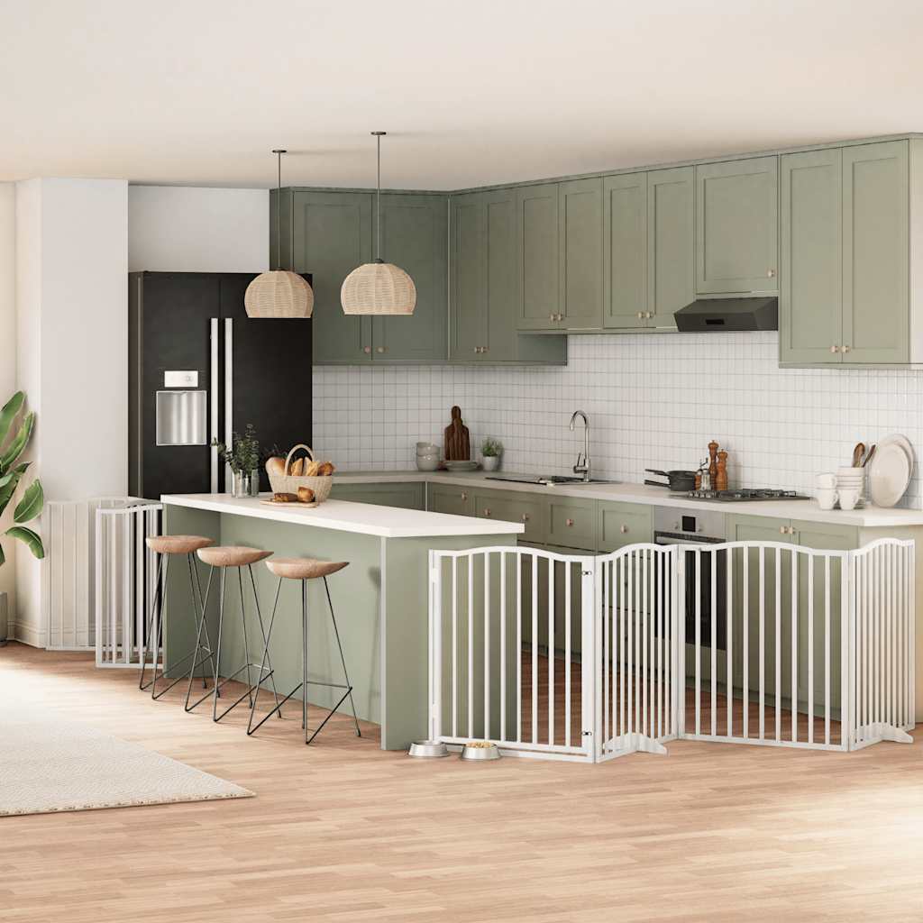 Cancello Cani Porta Pieghevole Bianco 12 Pannelli 960 Cm Pioppo