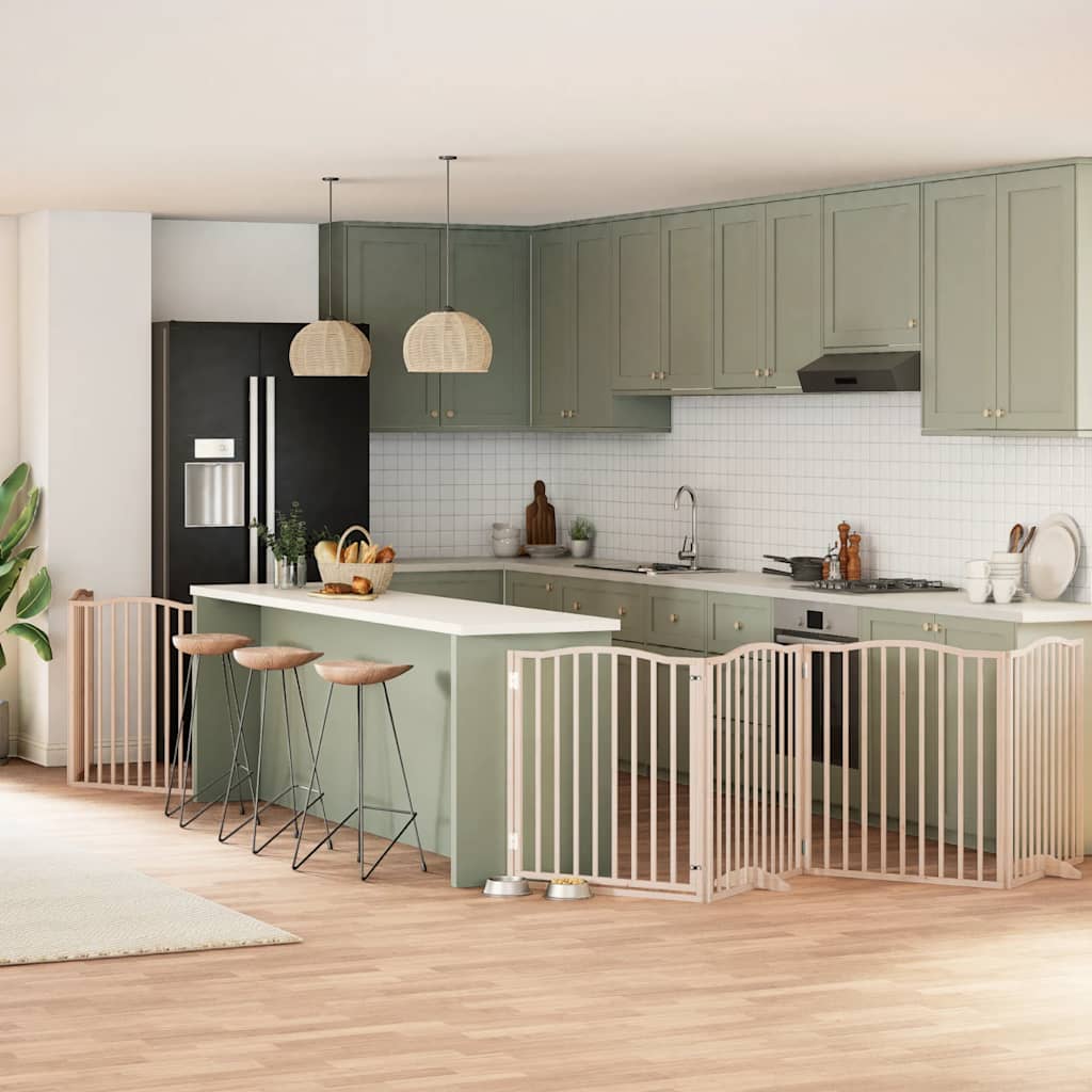 Cancello Per Cani Pieghevole 6 Pannelli 480 Cm Legno Di Pioppo