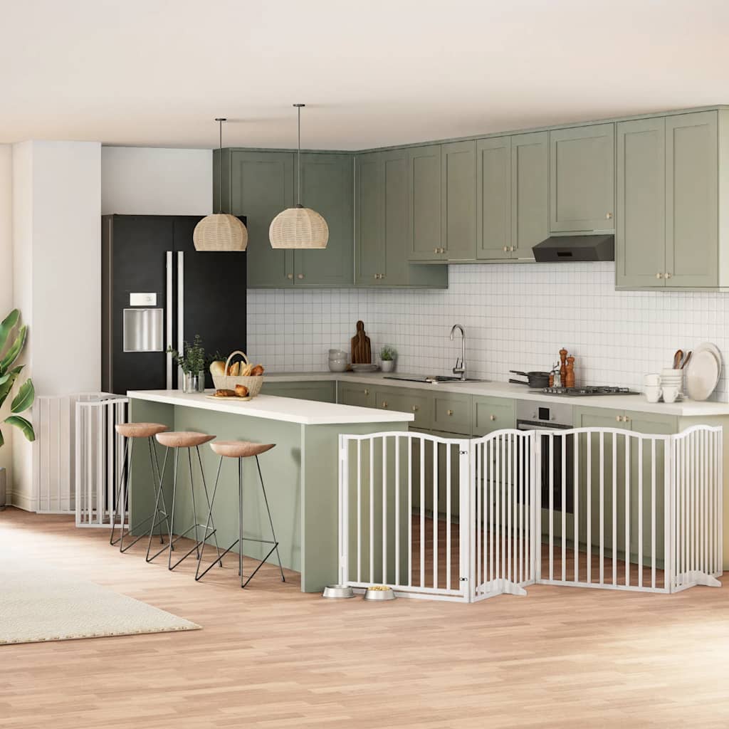 Cancello Cani Porta Pieghevole Bianco 10 Pannelli 800 Cm Pioppo