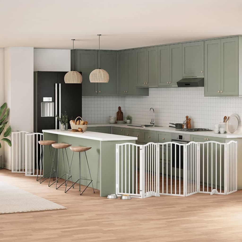 Cancello Cani Porta Pieghevole Bianco 15 Pannelli 750 Cm Pioppo