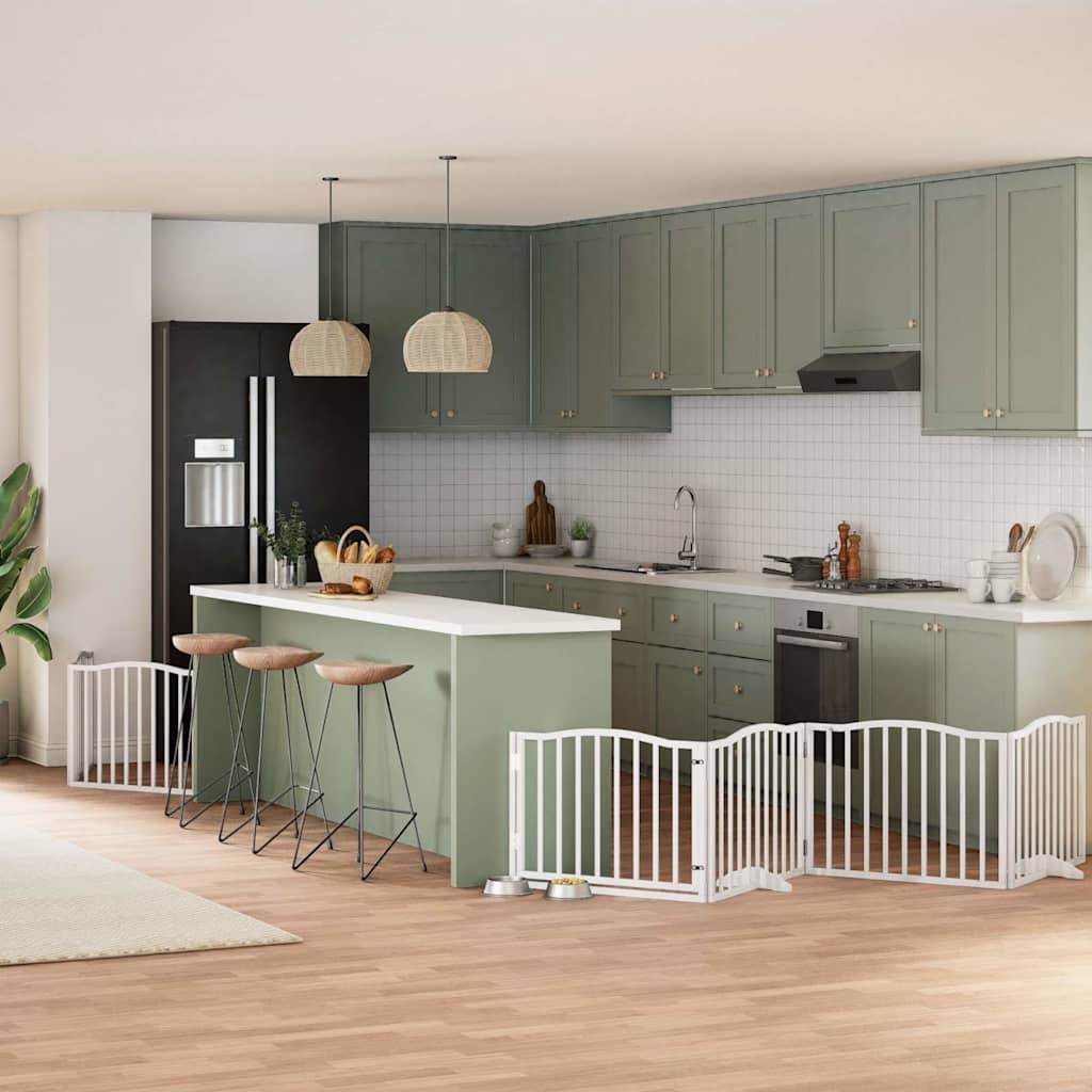 Cancello Cani Porta Pieghevole Bianco 6 Pannelli 480 Cm Pioppo