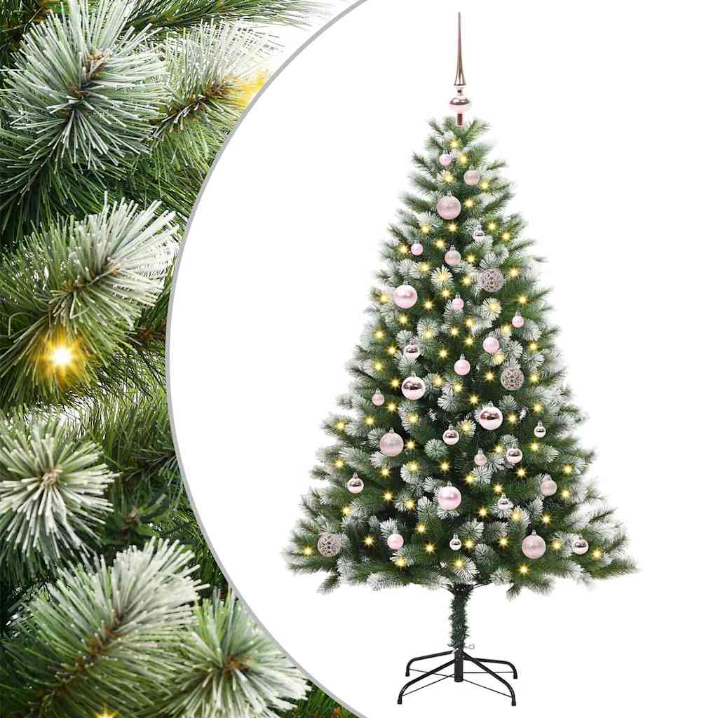 Albero Di Natale Artificiale A Cerniera Con Neve Fioccata