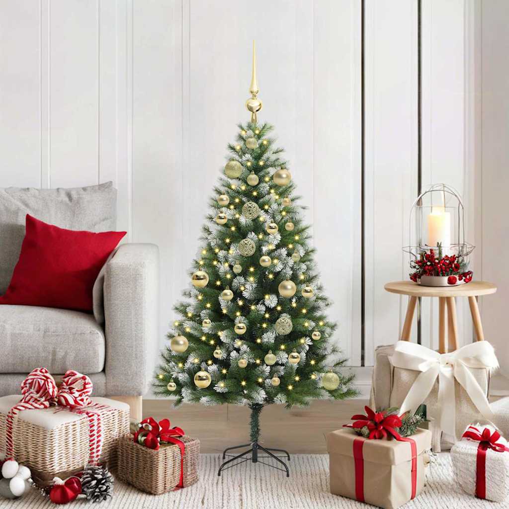 Albero Di Natale Artificiale A Cerniera Con Neve Fioccata