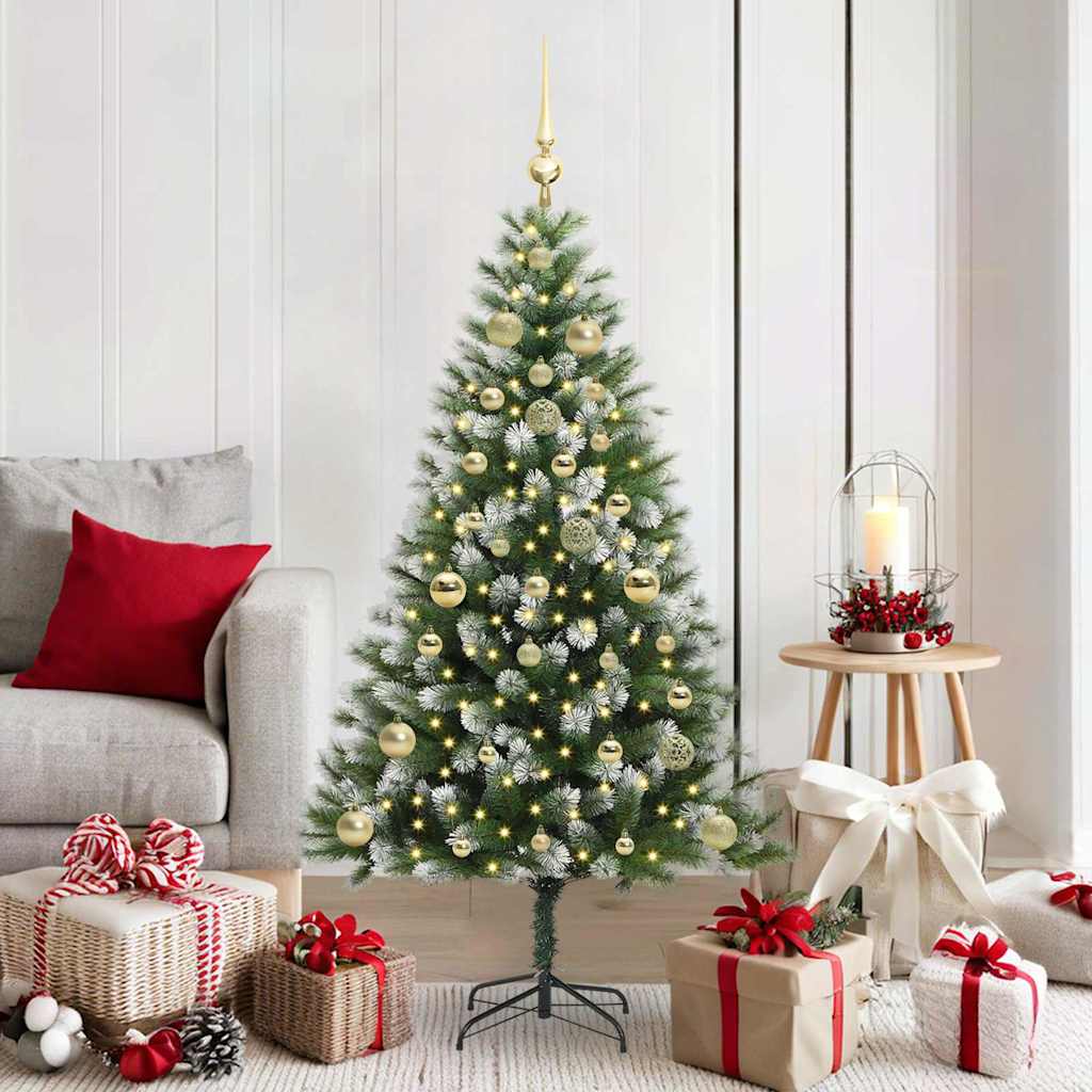 Albero Di Natale Artificiale A Cerniera Con Neve Fioccata
