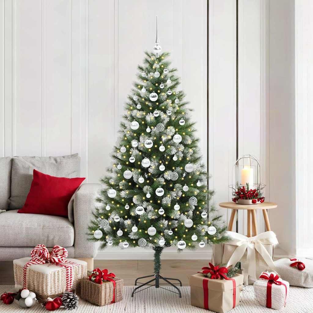 Albero Di Natale Artificiale A Cerniera Con Neve Fioccata