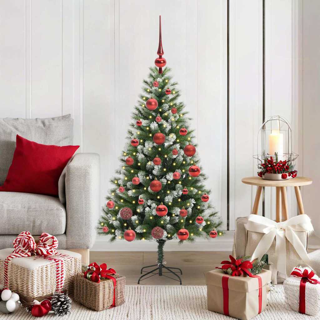 Albero Di Natale Artificiale A Cerniera Con Neve Fioccata