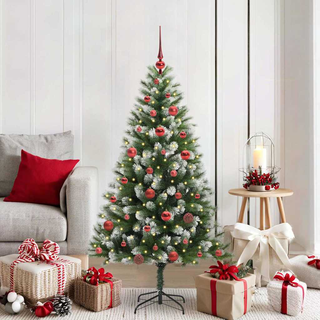 Albero Di Natale Artificiale A Cerniera Con Neve Fioccata